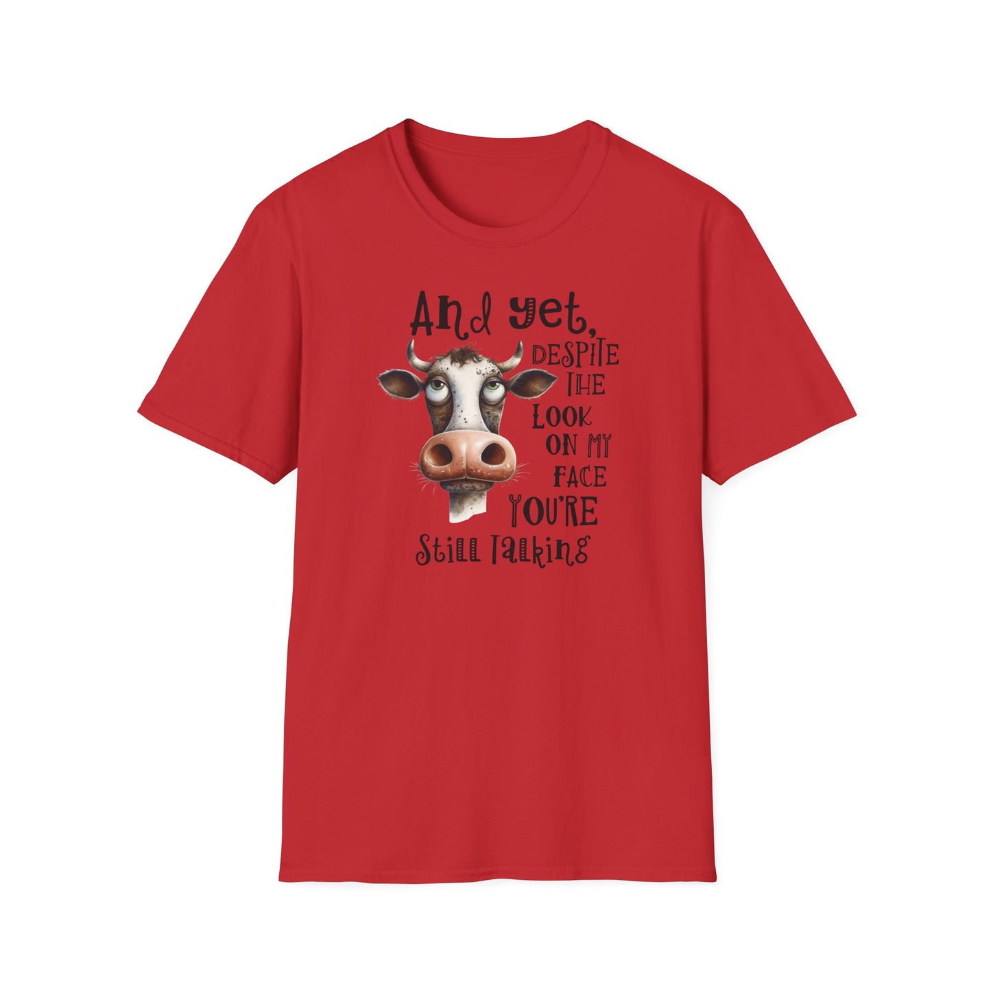 Prémiové Bavlněné Unisex Triko "Cow Sarcasm Face"