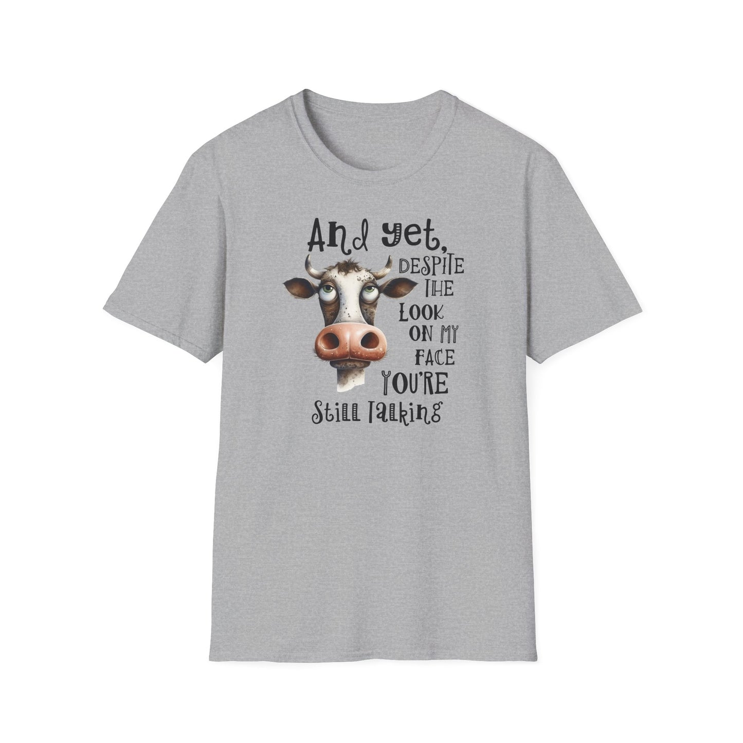 Prémiové Bavlněné Unisex Triko "Cow Sarcasm Face"
