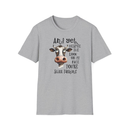 Prémiové Bavlněné Unisex Triko "Cow Sarcasm Face"