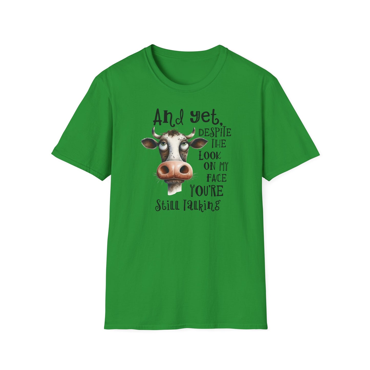 Prémiové Bavlněné Unisex Triko "Cow Sarcasm Face"