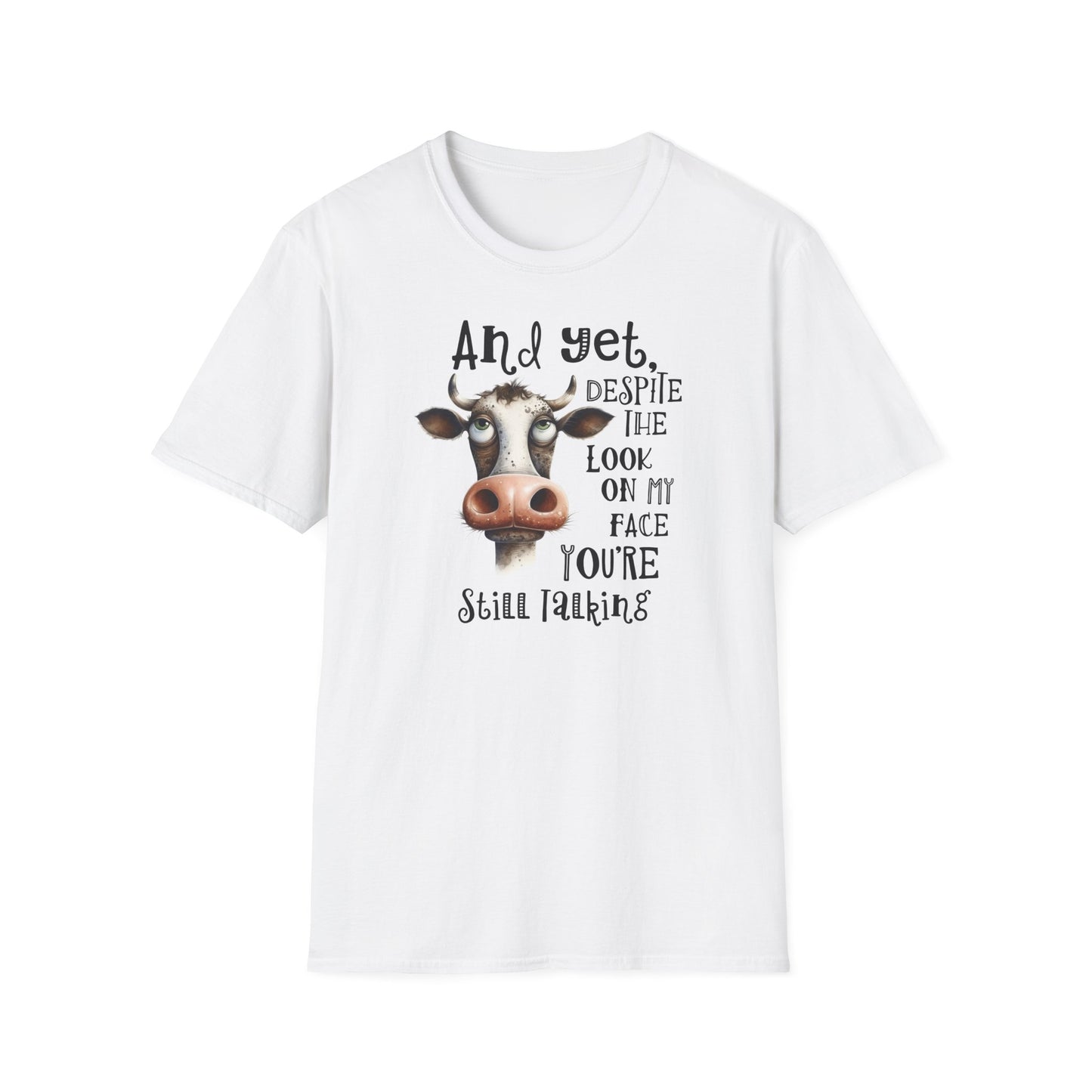 Prémiové Bavlněné Unisex Triko "Cow Sarcasm Face"