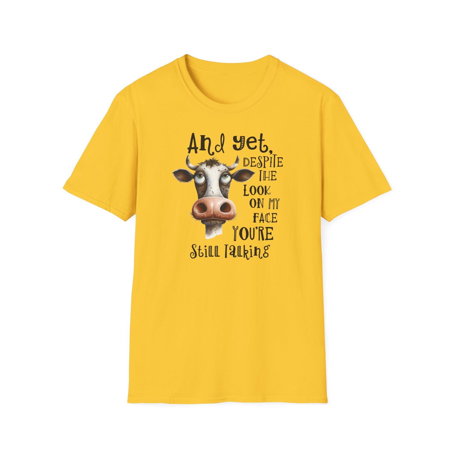 Prémiové Bavlněné Unisex Triko "Cow Sarcasm Face"