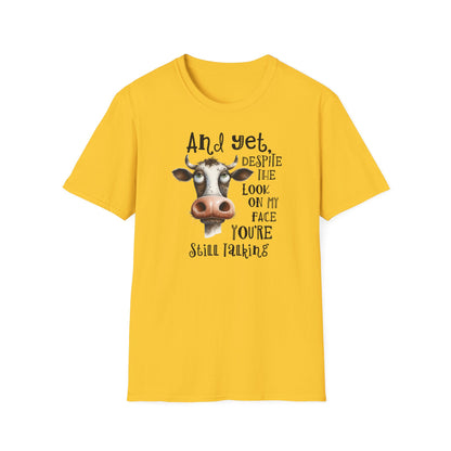 Prémiové Bavlněné Unisex Triko "Cow Sarcasm Face"