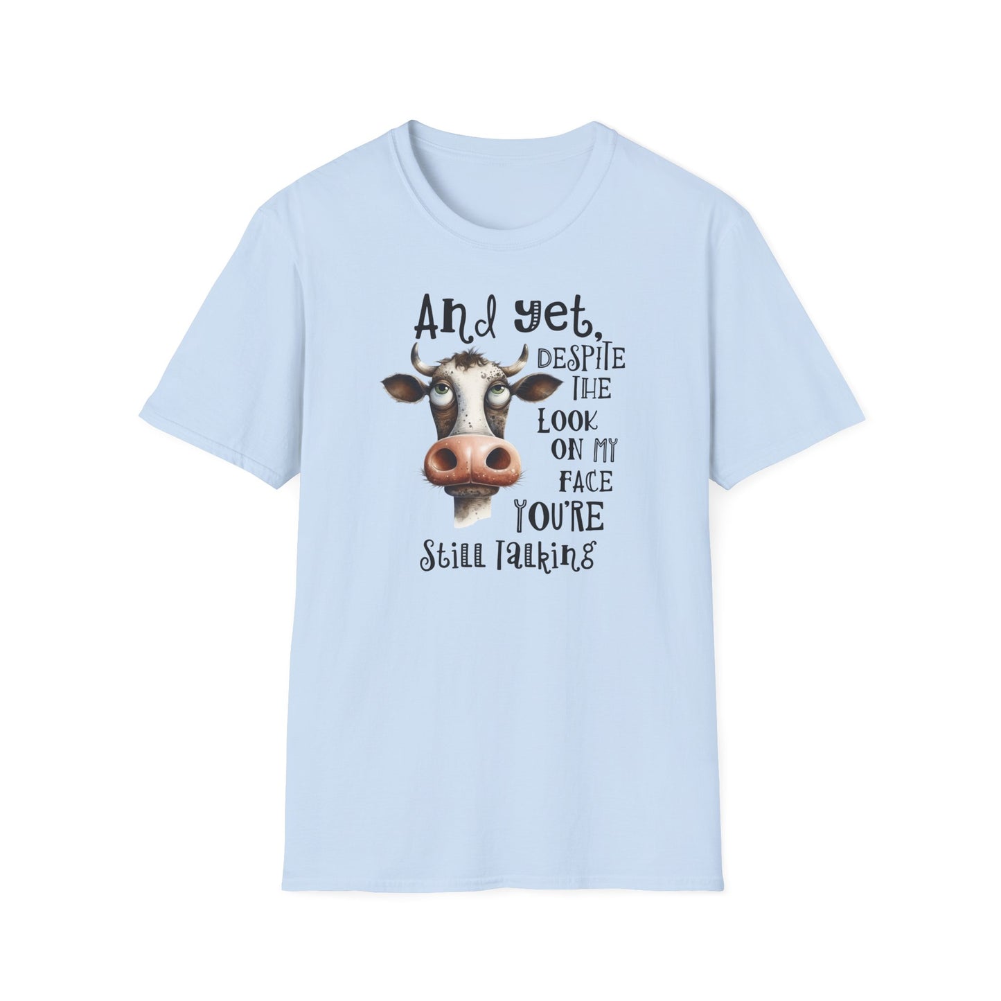 Prémiové Bavlněné Unisex Triko "Cow Sarcasm Face"