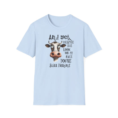 Prémiové Bavlněné Unisex Triko "Cow Sarcasm Face"