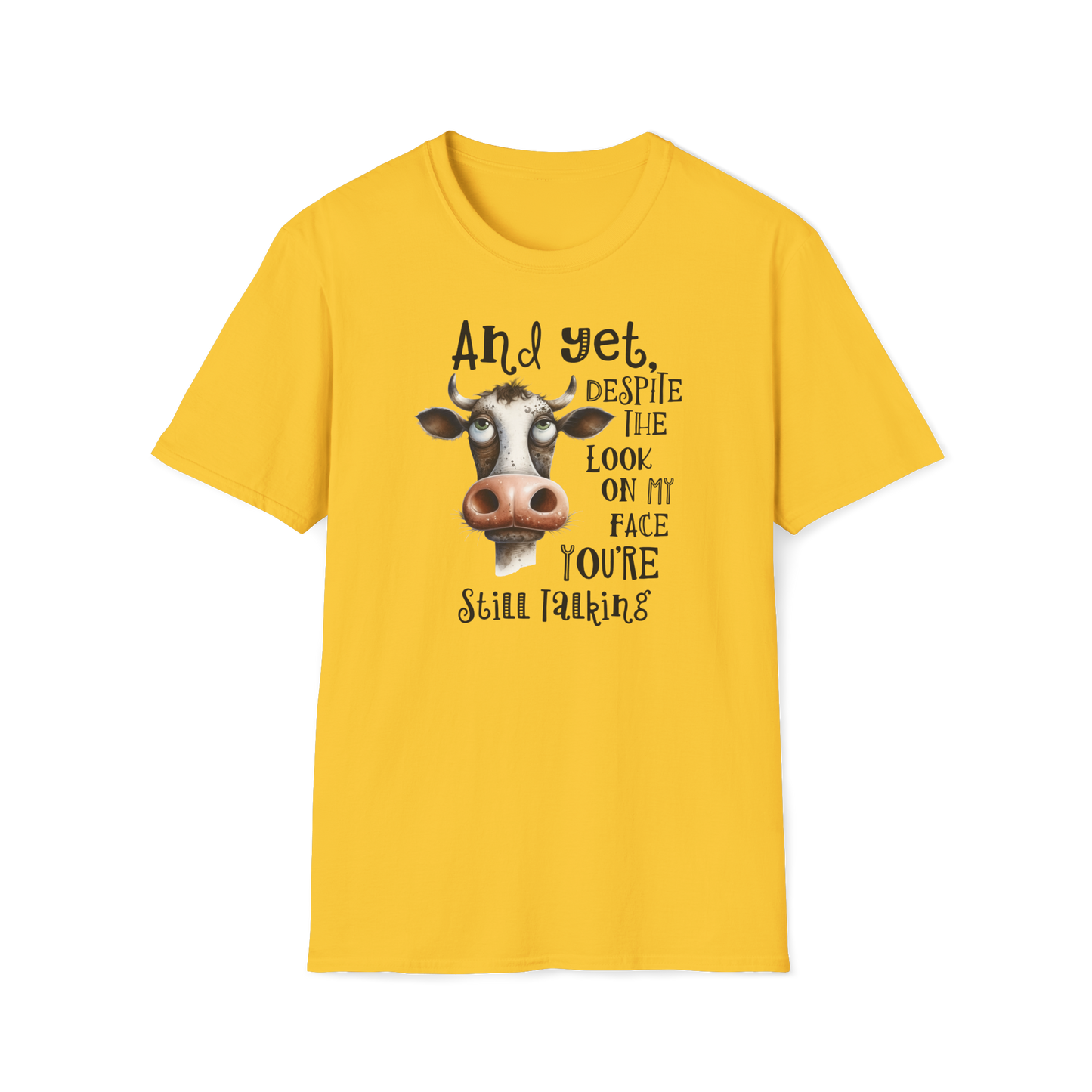 Prémiové Bavlněné Unisex Triko "Cow Sarcasm Face"