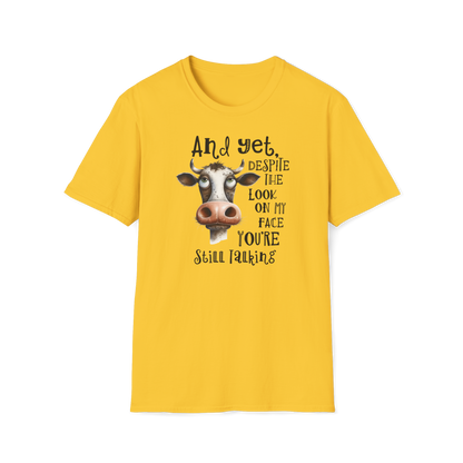 Prémiové Bavlněné Unisex Triko "Cow Sarcasm Face"