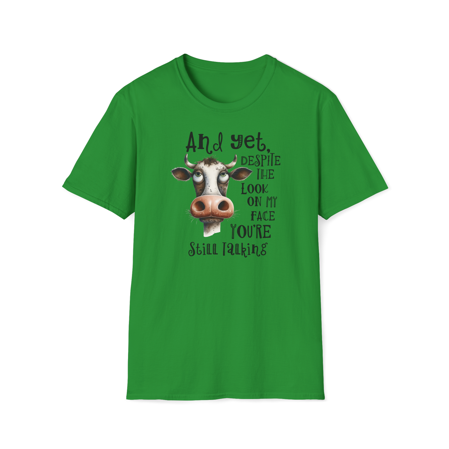 Prémiové Bavlněné Unisex Triko "Cow Sarcasm Face"