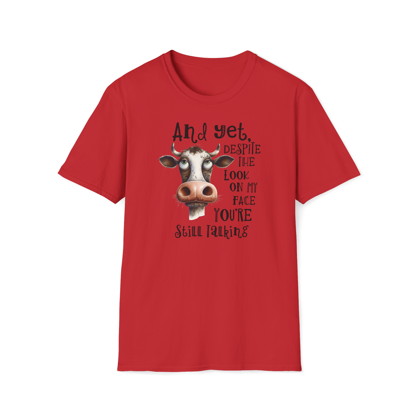 Prémiové Bavlněné Unisex Triko "Cow Sarcasm Face"