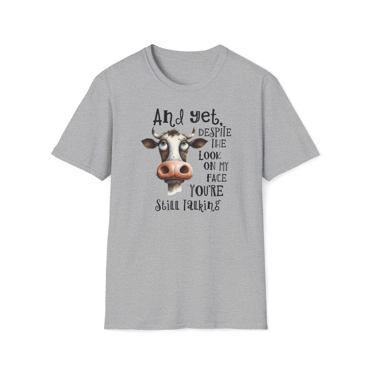 Prémiové Bavlněné Unisex Triko "Cow Sarcasm Face"