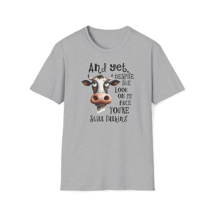 Prémiové Bavlněné Unisex Triko "Cow Sarcasm Face"