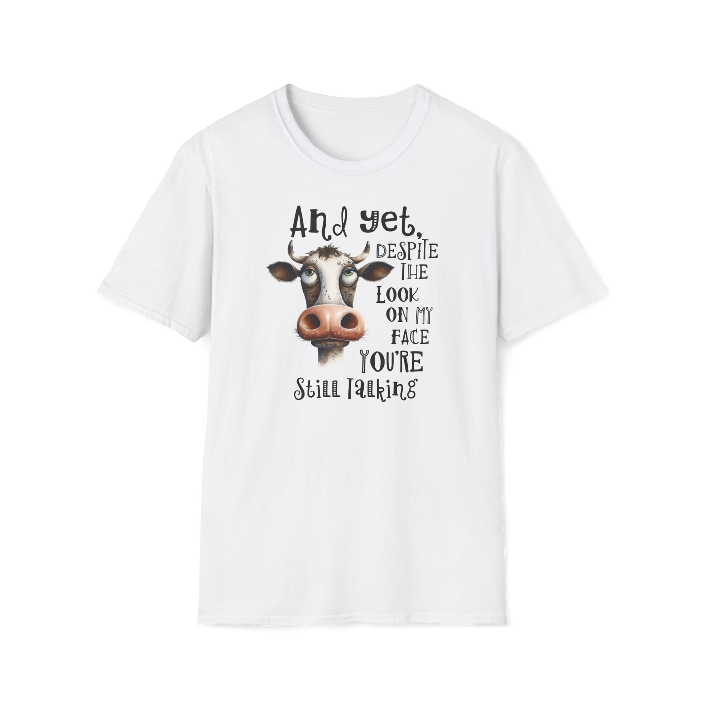 Prémiové Bavlněné Unisex Triko "Cow Sarcasm Face"