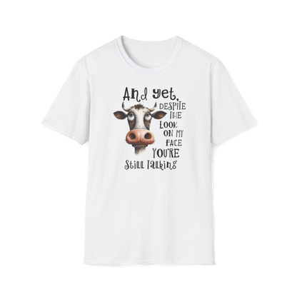 Prémiové Bavlněné Unisex Triko "Cow Sarcasm Face"
